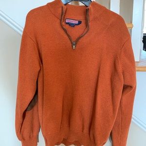 Vineyard vines patch leather 1/4 zip sweater